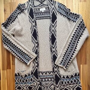 Lucky Brand Navy and Cream Patterned Cardigan